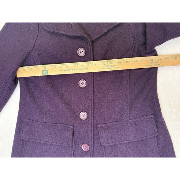 L.L.Bean Pea Coat Women’s Sz M Purple Bellandi Italian Boiled Wool Collared - Picture 6 of 8